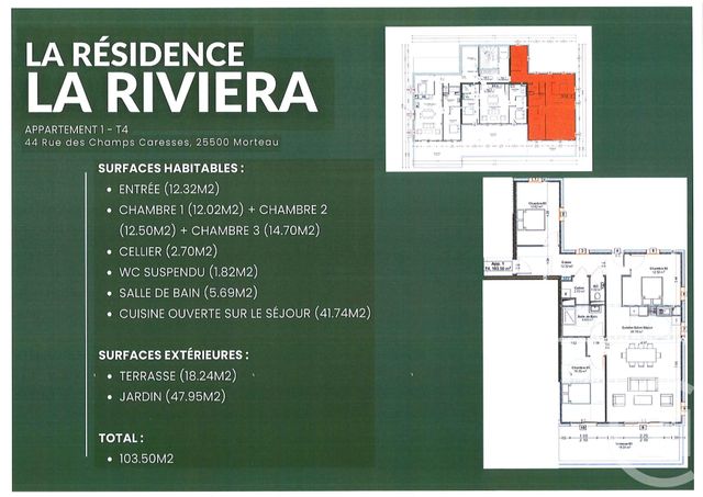Appartement F4 à vendre - 4 pièces - 103.5 m2 - MORTEAU - 25 - FRANCHE-COMTE - Century 21 Pg Immobilier