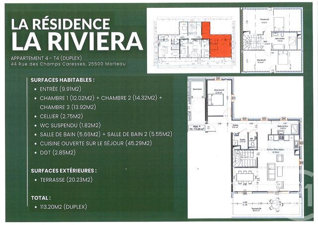 Appartement à vendre - 4 pièces - 113.2 m2 - MORTEAU - 25 - FRANCHE-COMTE - Century 21 Pg Immobilier