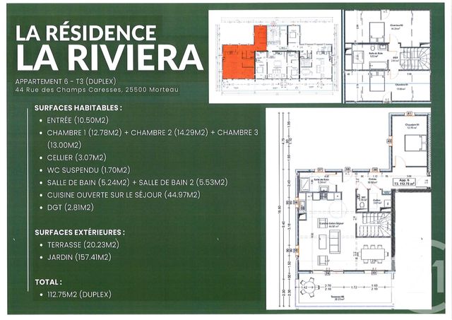 Appartement à vendre - 4 pièces - 112.75 m2 - MORTEAU - 25 - FRANCHE-COMTE - Century 21 Pg Immobilier
